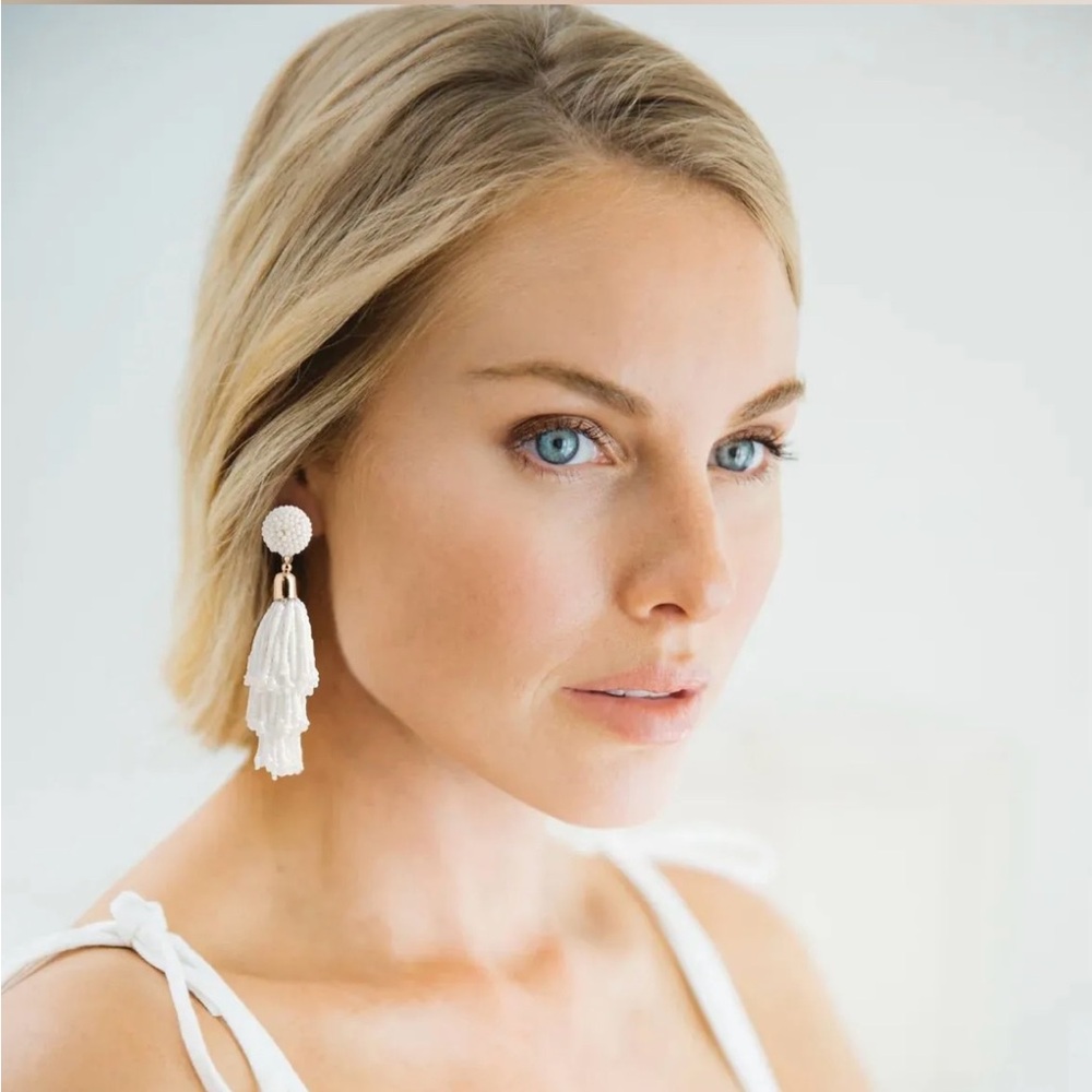 NEW PANACEA beaded tassel earrings. Approximately 3” long
